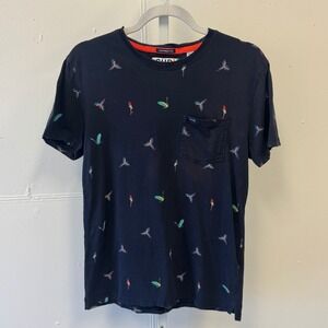 Superdry Men's Parrot Print Pocket Crewneck T-Shirt Navy Blue Small M10002FQ